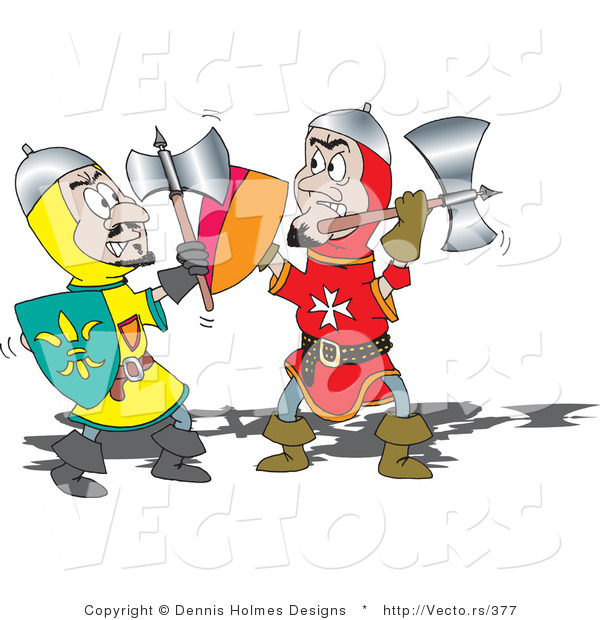 Vector of a Two Knights Fighting Each Other with Axes