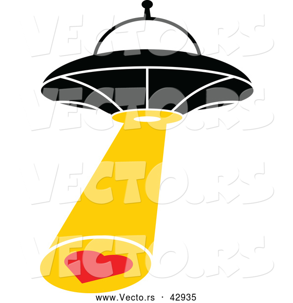 Vector of a UFO Love Heart Abduction