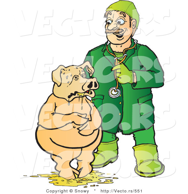 Vector of a Veterinarian Helping Sick Pick Standing in Barf
