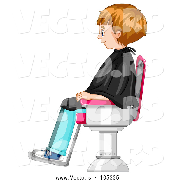 Vector of a Waiting Boy Seated in a Barber Shop Chair