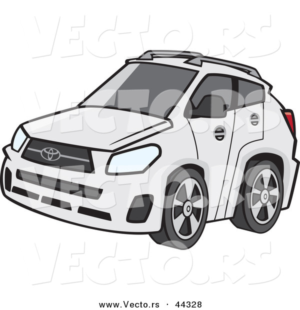 Vector of a White 4-door Car with Dark Tinted Windows