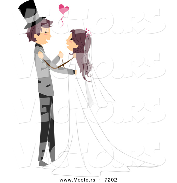 Vector of a White Bride and Groom Dancing at Their Wedding