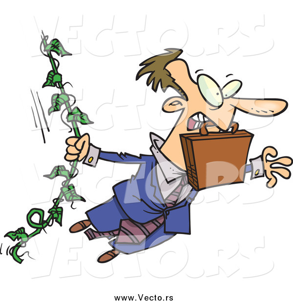 Vector of a White Businessman Swinging from a Vine like Tarzan