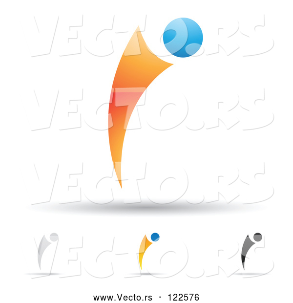 Vector of Abstract Letter I Icons with Shadows 9