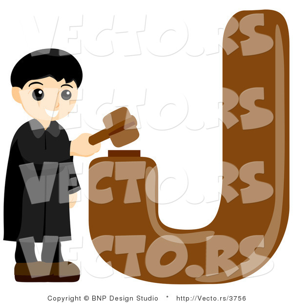 Vector of Alphabet Letter J with a Judge Boy