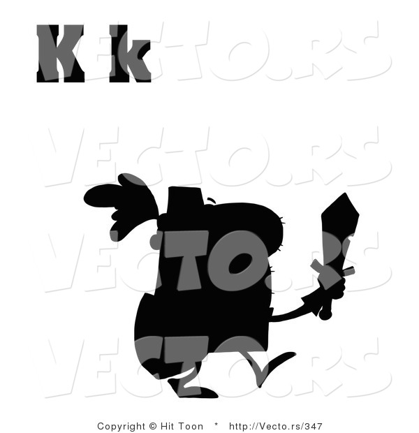 Vector of Alphabet Letter K Above Silhouetted Knight