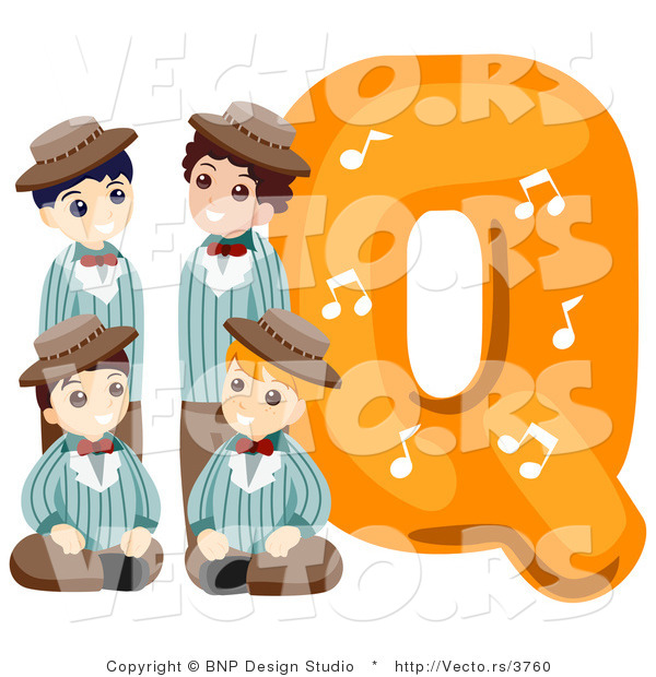 Vector of Alphabet Letter Q with Quartet Boys