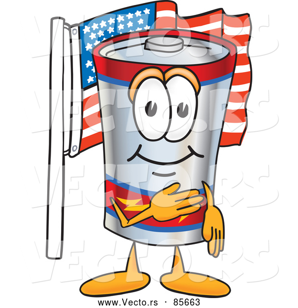 Vector of an American Cartoon Battery Mascot Pledging Allegiance