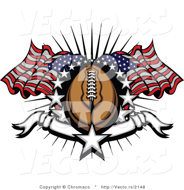 Vector of an American Football Surrounded by Stars and Flags