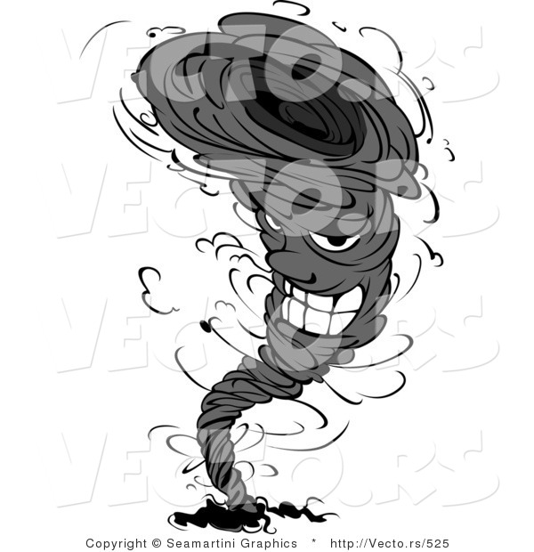 Vector of an Evil Tornado Cartoon Character Grinning While Twisting Around