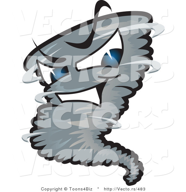 Vector of an Intimidating Dark Cartoon Tornado Character
