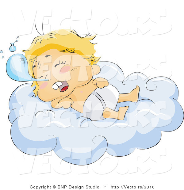 Vector of Baby Drooling While Sleeping on a Comfy Cloud