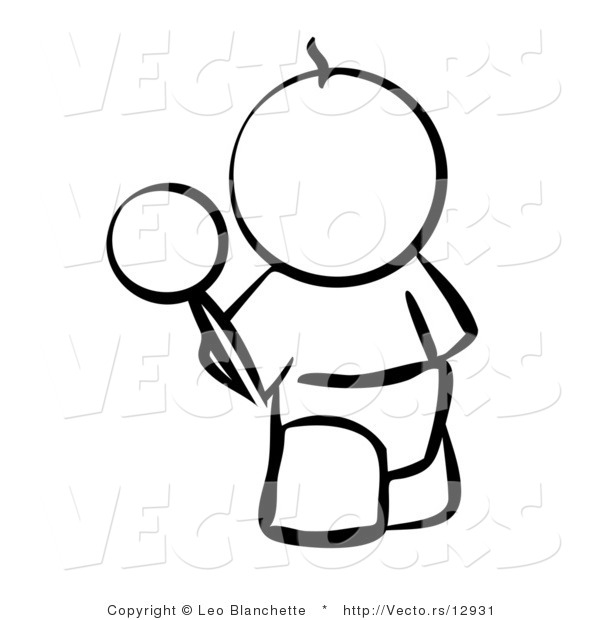 Vector of Baby Outline with a Rattle - Coloring Page Outlined Art