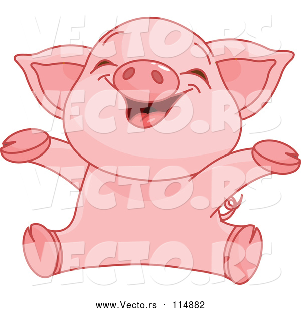 Vector of Baby Piglet Cheering
