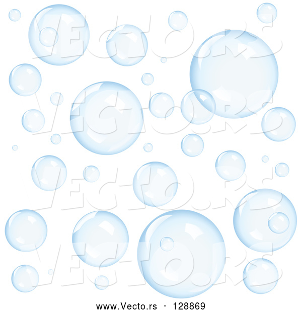 Vector of Background of Transparent Blue Floating Bubbles