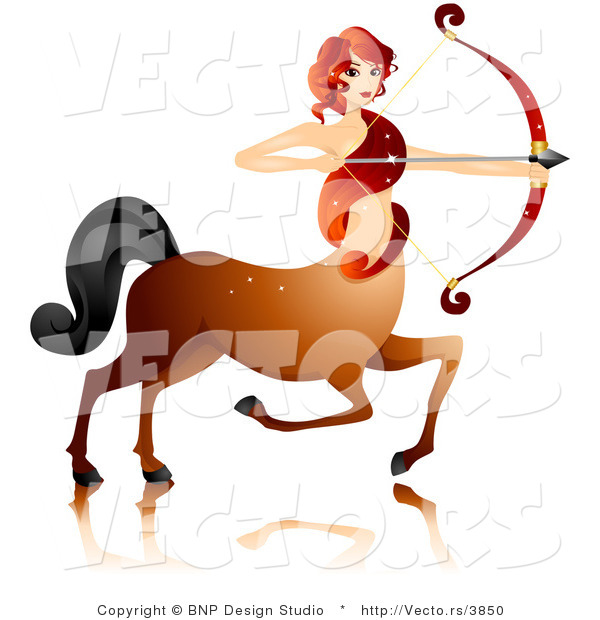 Vector of Beautiful Horoscope Sagittarius Centaur Girl Archer