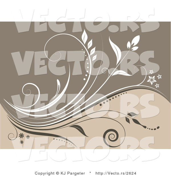 Vector of Beige Floral Vines Background