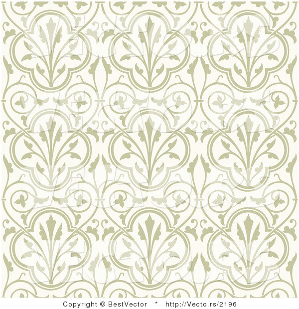 Vector of Beige Flowers with Vines - Seamless Digital Background