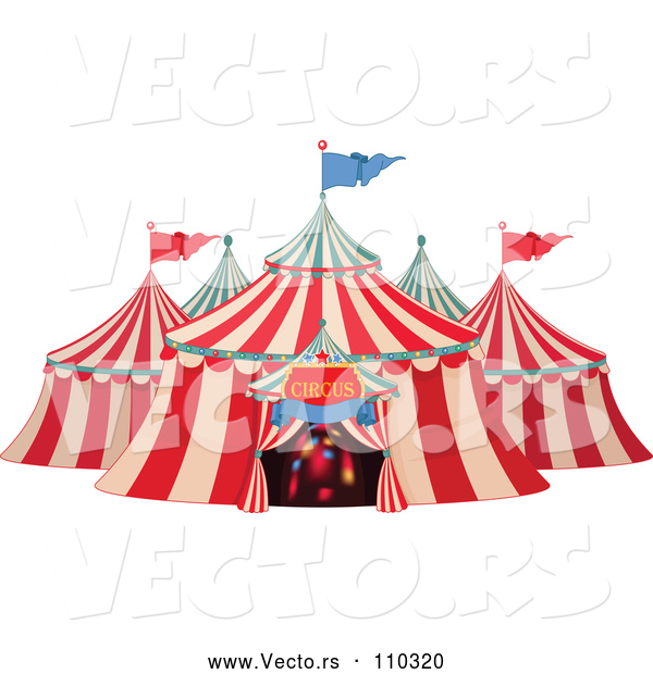Vector of Big Top Circus Tent with Lights in the Entrance