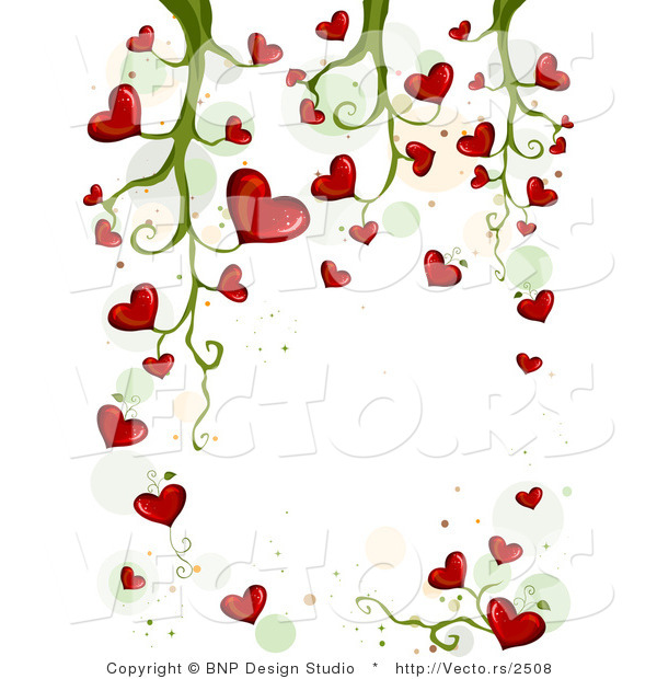 Vector of Blooming Love Hearts Background Vine Design