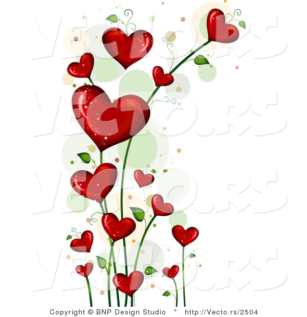Vector of Blooming Love Hearts Vine Background Border