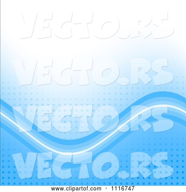 Vector of Blue Background with Waves on Square Pixels