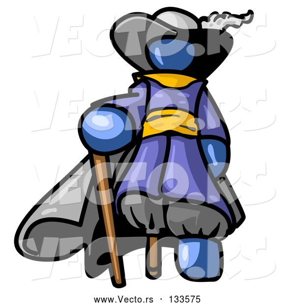 Vector of Blue Male Pirate with a Cane and a Peg Leg