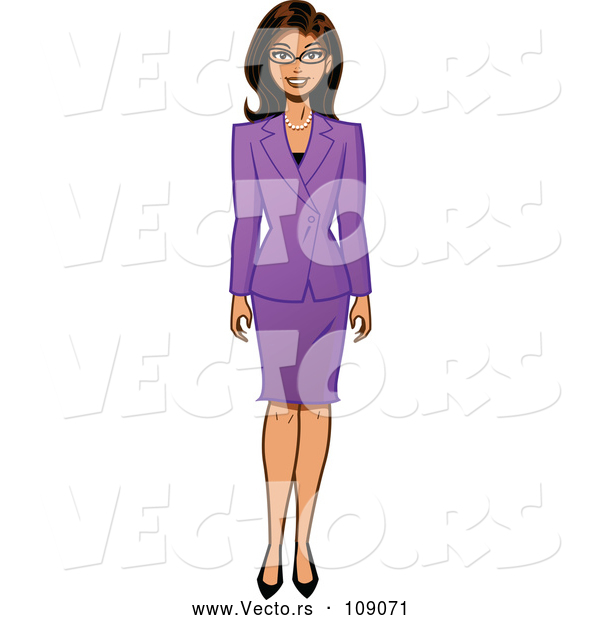 Vector of Brunette White Businesswoman in a Purple Skirt Suit