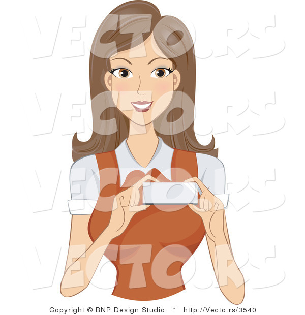 Vector of Businesswoman Showing a Blank Name Tag