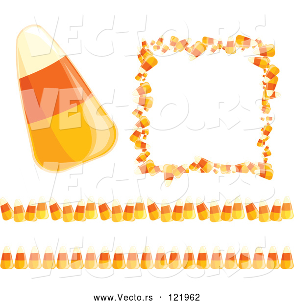 Vector of Candy Corn Halloween Frame and Border Design Elements