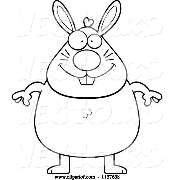 Vector of Cartoon Black and White Chubby Bunny