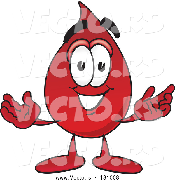Vector of Cartoon Blood Drop Mascot Character with Welcoming Open Arms