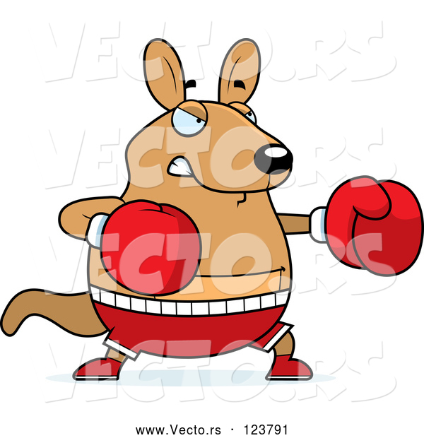 Vector of Cartoon Chubby Kangaroo Boxing