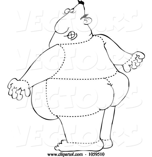 Vector of Cartoon Coloring Page Outline of a Rear View of a Quartered Guy