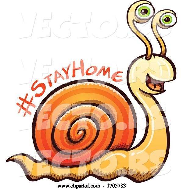 Vector of Cartoon Coronavirus Snail with a Stay Home Message