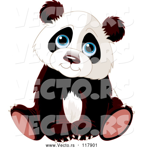 Vector of Cartoon Cute Panda Cub Sitting
