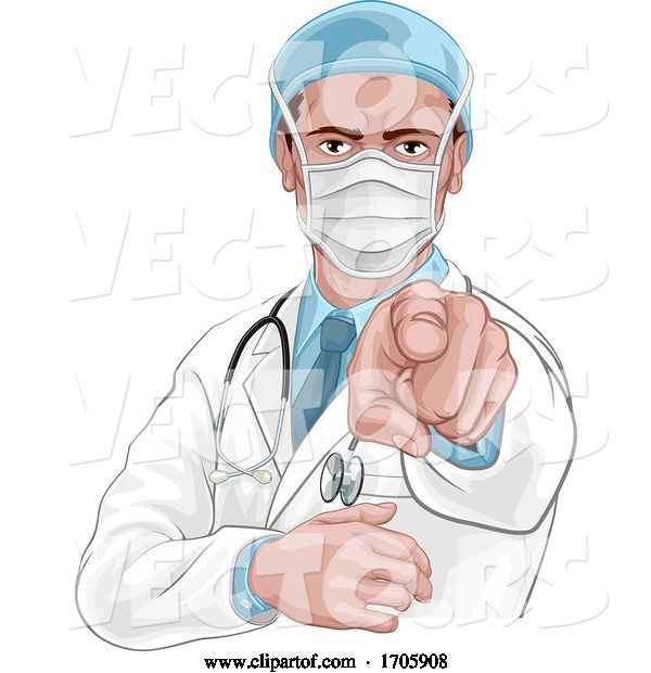 Vector of Cartoon Doctor Wants or Needs You Pointing Medical Concept