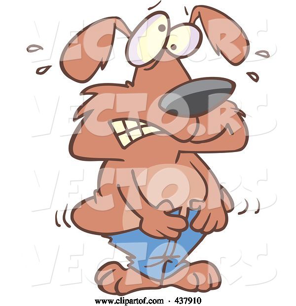 Vector of Cartoon Dog Trying to Squeeze into Tight Pants
