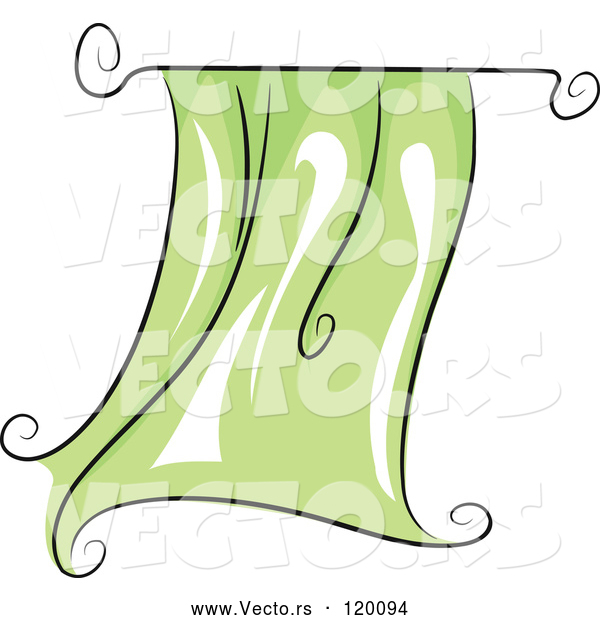 Vector of Cartoon Flapping Green Curtain