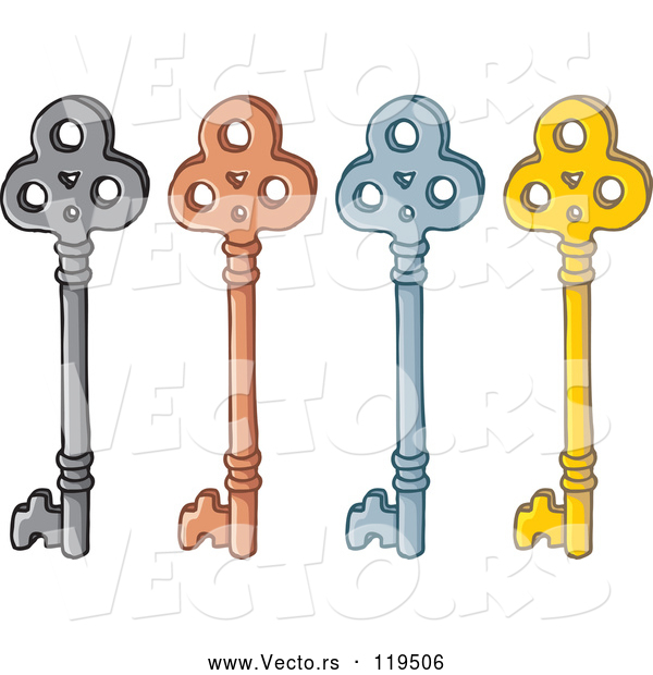 Vector of Cartoon Four Skeleton Keys