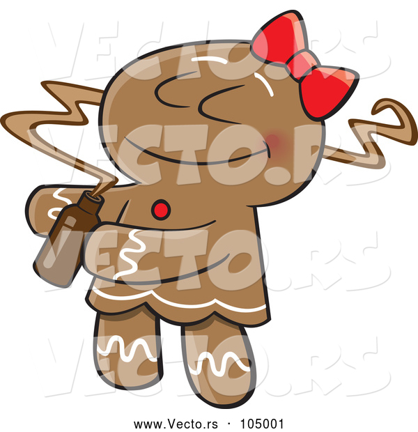 Vector of Cartoon Gingerbread Lady Smelling a Fragrance