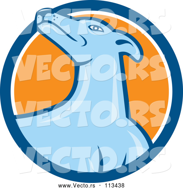 Vector of Cartoon Greyhound Dog in a Blue White and Orange Circle