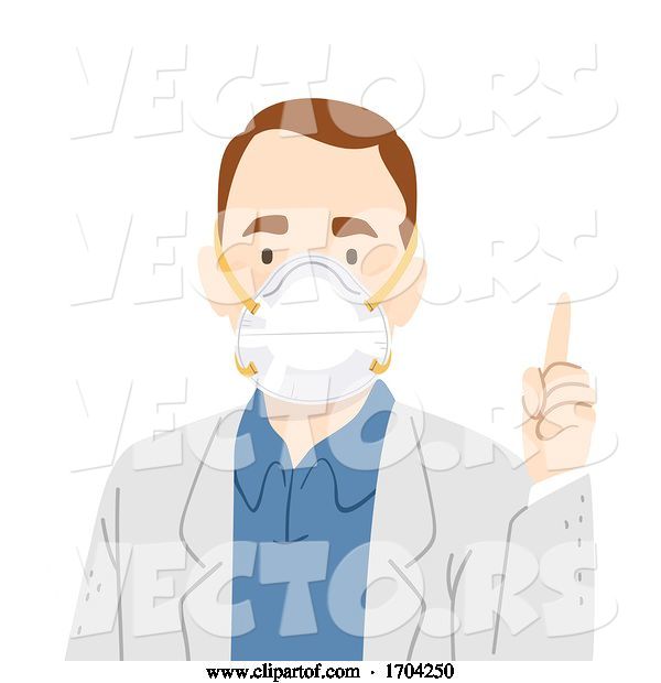 Vector of Cartoon Guy Doctor N95 Face Mask Saying Illustration