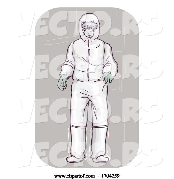 Vector of Cartoon Guy Wear Whole Body Protective Suit Illustration