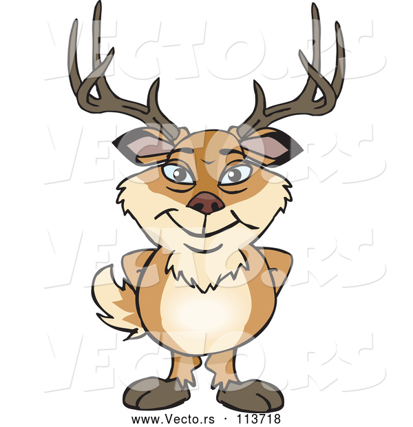 Vector of Cartoon Happy Deer Buck Standing
