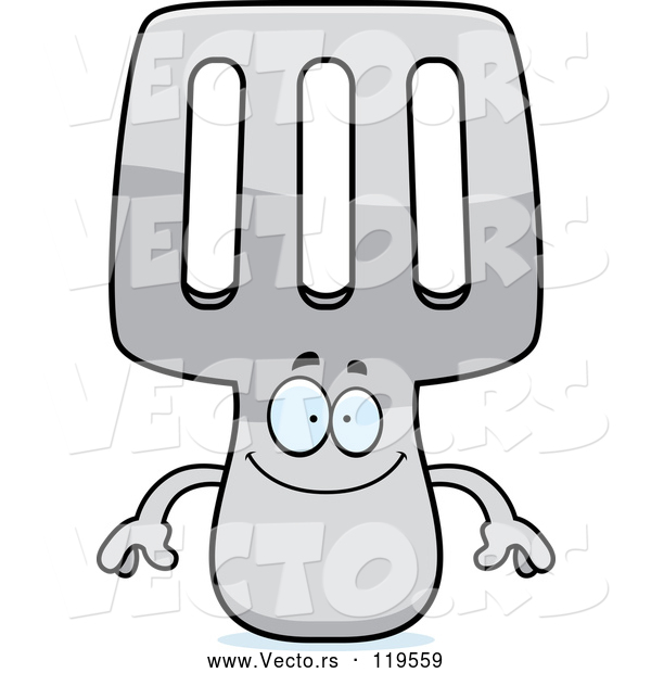 Vector of Cartoon Happy Spatula Mascot