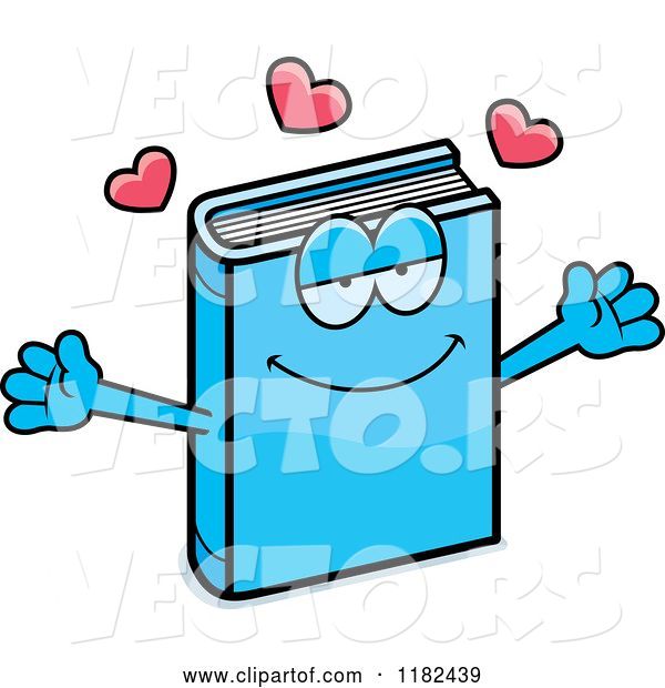 Vector of Cartoon Loving Blue Book Mascot