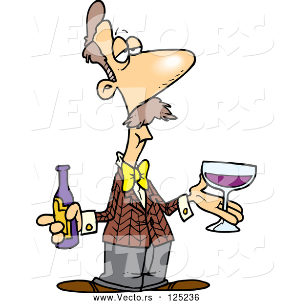 Vector of Cartoon Male Wine Taster