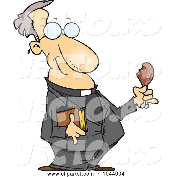 Vector of Cartoon Minister Holding a Bible and Drumstick