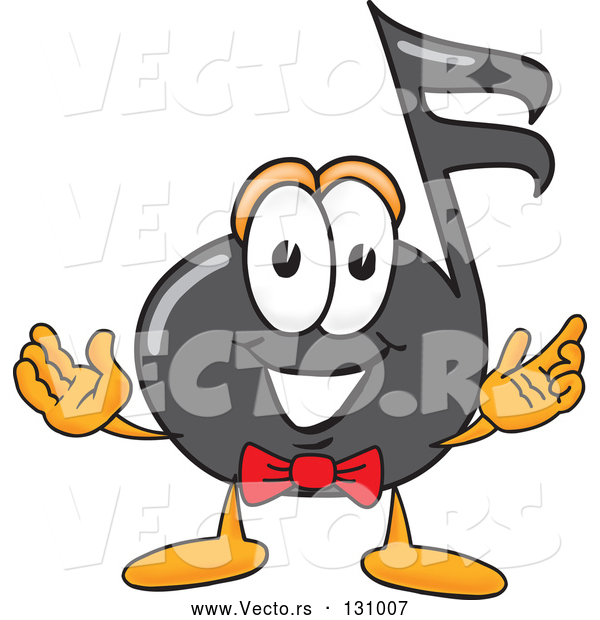 Vector of Cartoon Music Note Mascot Character with Welcoming Open Arms